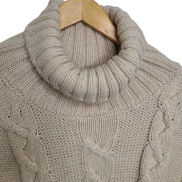 Betty Betty Women’s SZ L Firenze Made In Italy Tan Poncho/Sweater Wool & Alpaca - Picture 2 of 8